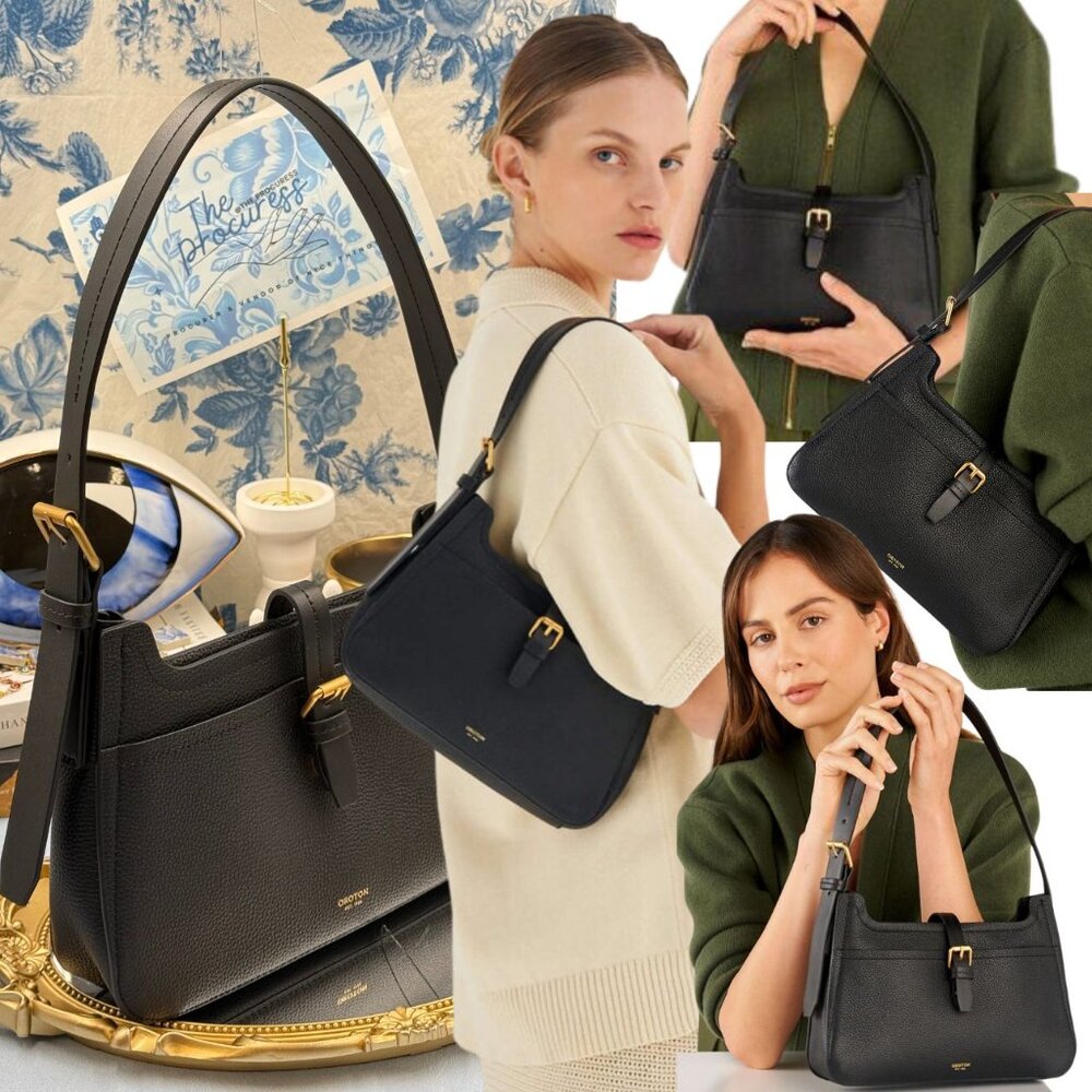 🆕 OROTON 🧿 NWOT Dylan Baguette Bag - Black Calfskin Leather